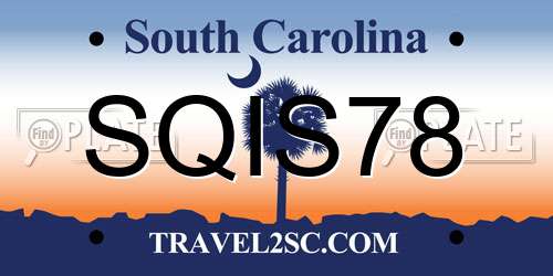 SQIS78 South Carolina License Plate