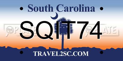 SQIT74 South Carolina License Plate