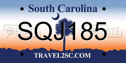 SQJ185 South Carolina License Plate