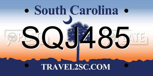 SQJ485 South Carolina License Plate
