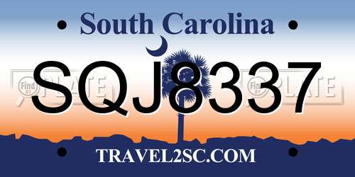 SQJ8337 South Carolina License Plate