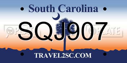 SQJ907 South Carolina License Plate