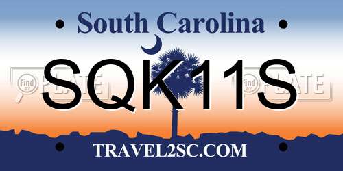 SQK11S South Carolina License Plate