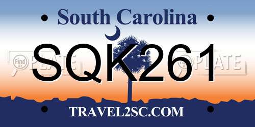 SQK261 South Carolina License Plate