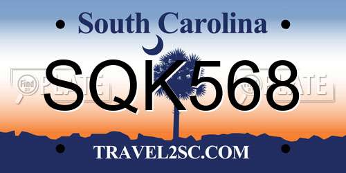 SQK568 South Carolina License Plate