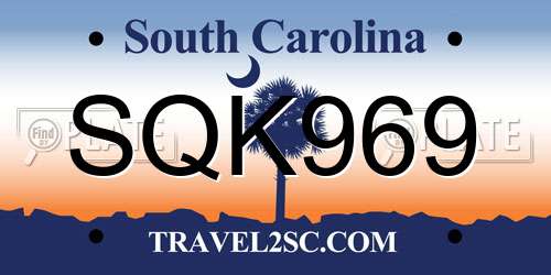 SQK969 South Carolina License Plate