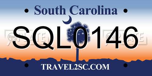 SQL0146 South Carolina License Plate