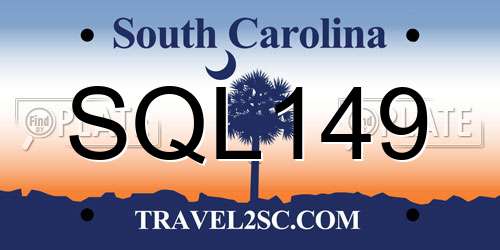 SQL149 South Carolina License Plate