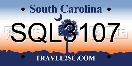 SQL3107 South Carolina License Plate