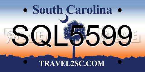SQL5599 South Carolina License Plate