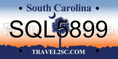 SQL5899 South Carolina License Plate