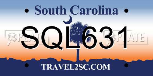 SQL631 South Carolina License Plate