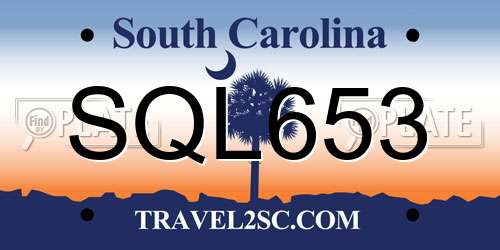 SQL653 South Carolina License Plate