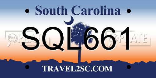 SQL661 South Carolina License Plate