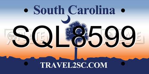 SQL8599 South Carolina License Plate
