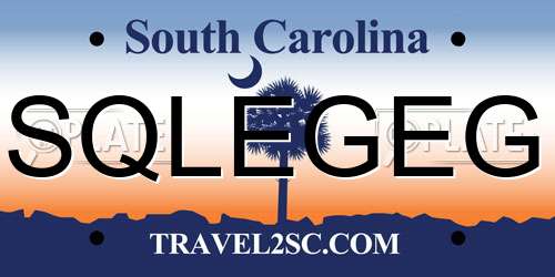 SQLEGEG South Carolina License Plate