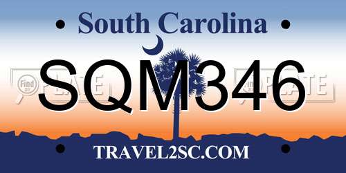 SQM346 South Carolina License Plate