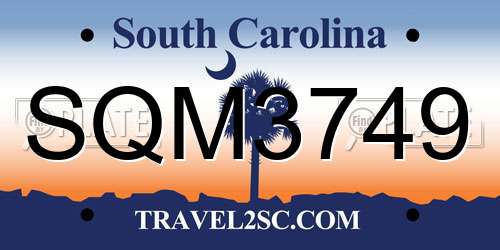 SQM3749 South Carolina License Plate