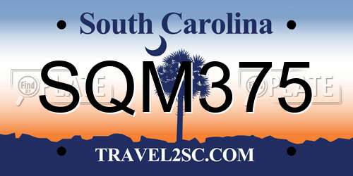 SQM375 South Carolina License Plate