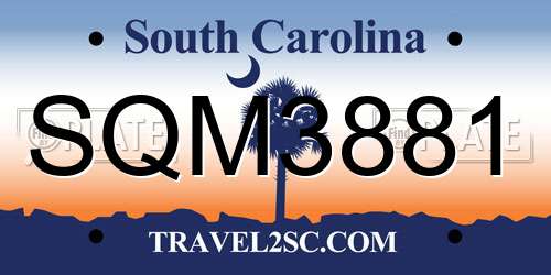 SQM3881 South Carolina License Plate