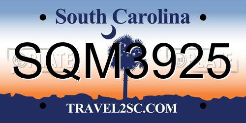 SQM3925 South Carolina License Plate