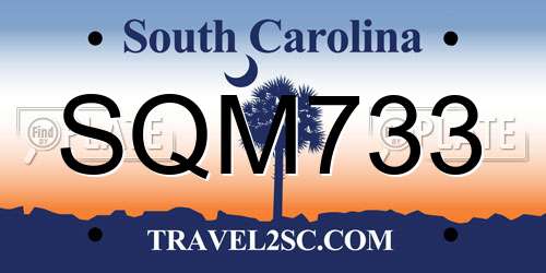 SQM733 South Carolina License Plate
