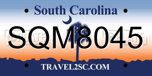 SQM8045 South Carolina License Plate