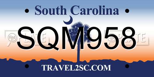 SQM958 South Carolina License Plate