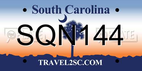 SQN144 South Carolina License Plate