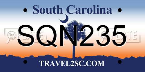 SQN235 South Carolina License Plate