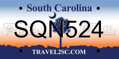 SQN524 South Carolina License Plate