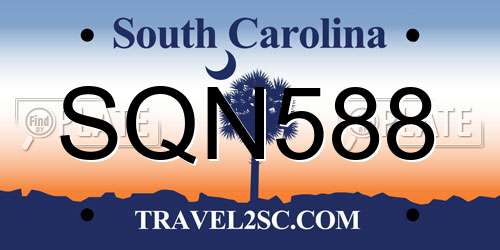 SQN588 South Carolina License Plate