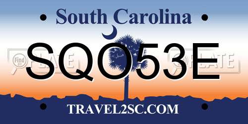 SQO53E South Carolina License Plate