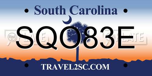 SQO83E South Carolina License Plate