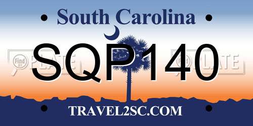 SQP140 South Carolina License Plate