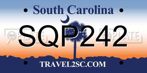 SQP242 South Carolina License Plate