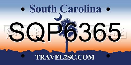 SQP6365 South Carolina License Plate