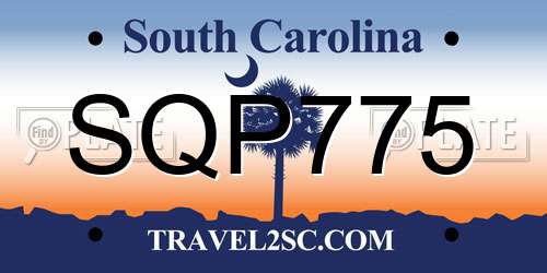 SQP775 South Carolina License Plate