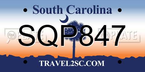 SQP847 South Carolina License Plate