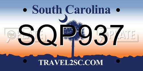 SQP937 South Carolina License Plate