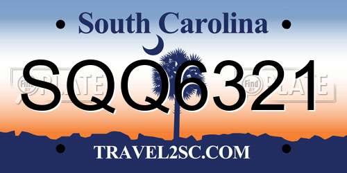 SQQ6321 South Carolina License Plate