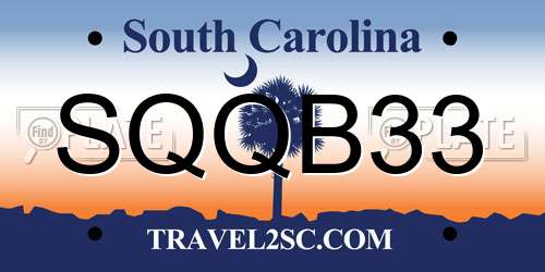 SQQB33 South Carolina License Plate