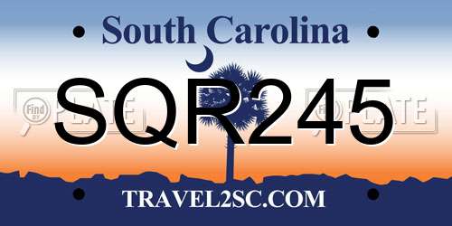 SQR245 South Carolina License Plate