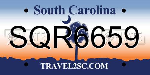 SQR6659 South Carolina License Plate