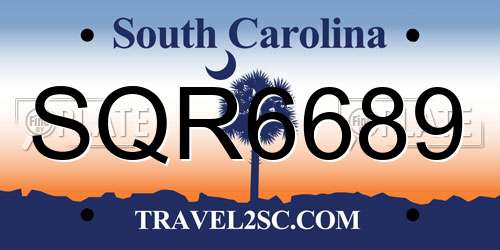 SQR6689 South Carolina License Plate