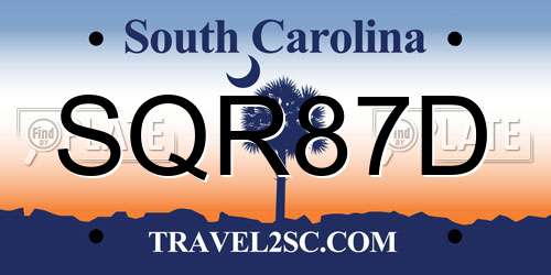 SQR87D South Carolina License Plate