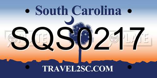 SQS0217 South Carolina License Plate