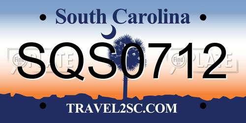 SQS0712 South Carolina License Plate