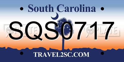 SQS0717 South Carolina License Plate