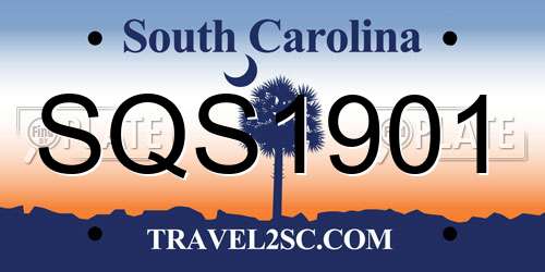 SQS1901 South Carolina License Plate